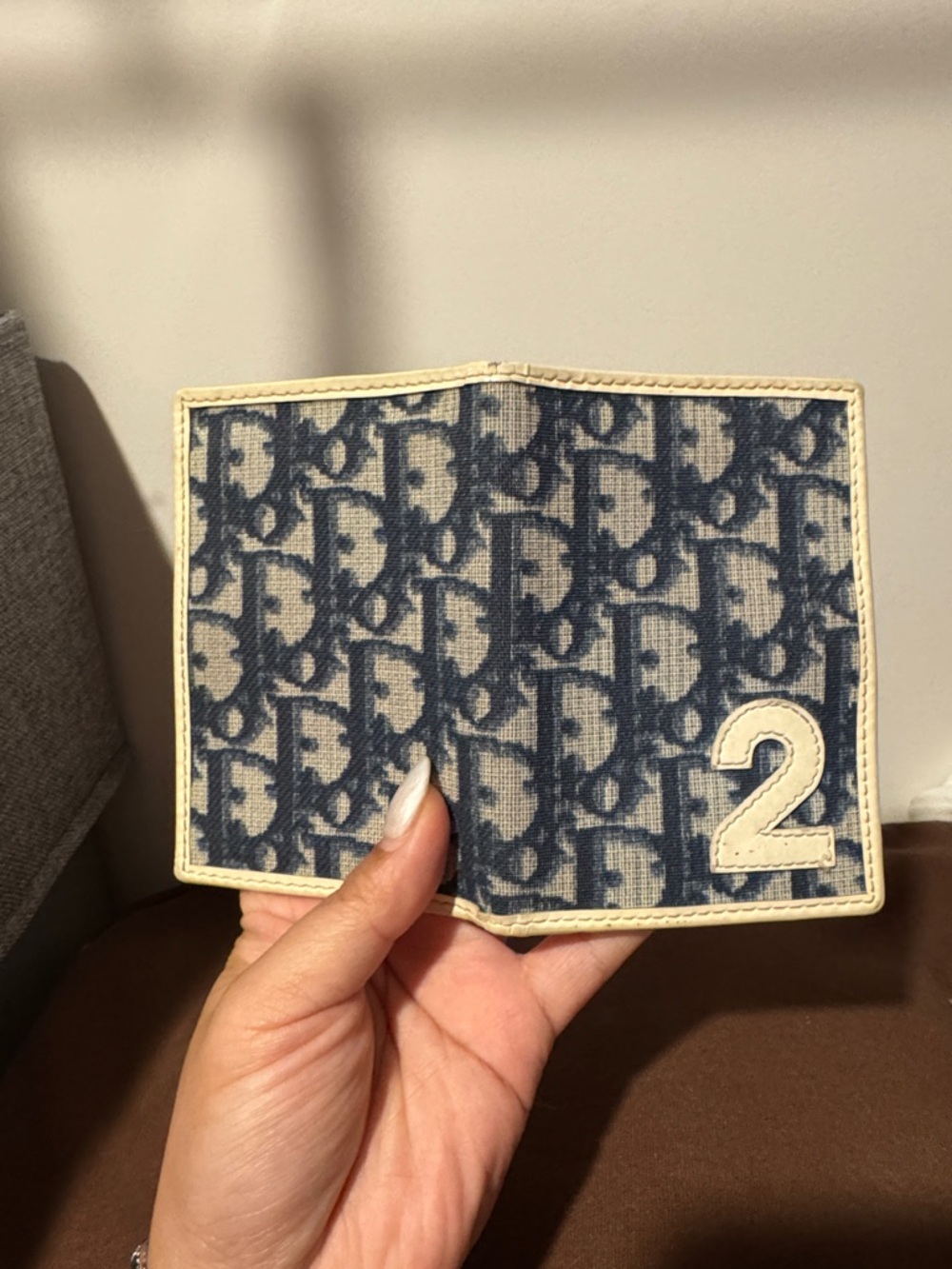 Preloved Dior Pocket Organizer Wallet - Dior Trotter White 2 Blue - Picture 5 of 6